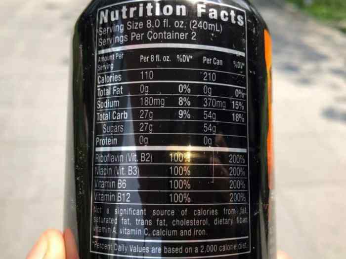 Monster energy drink nutrition facts